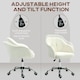 image 3 of HOMCOM Fluffy Vanity Chair for Desk, with Height Adjustable, Wheels, Cream