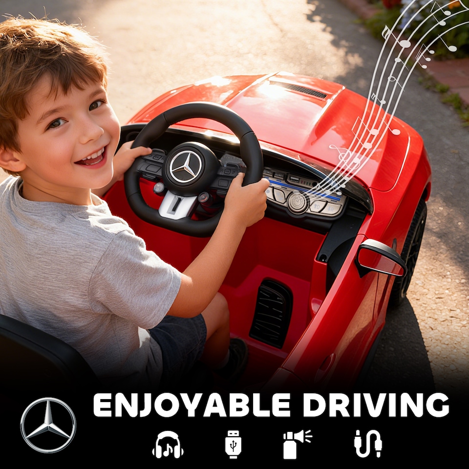image 1 of AIYAPLAY Kids Electric Car Licensed Mercedes AMG, 12V Ride On Car, Red