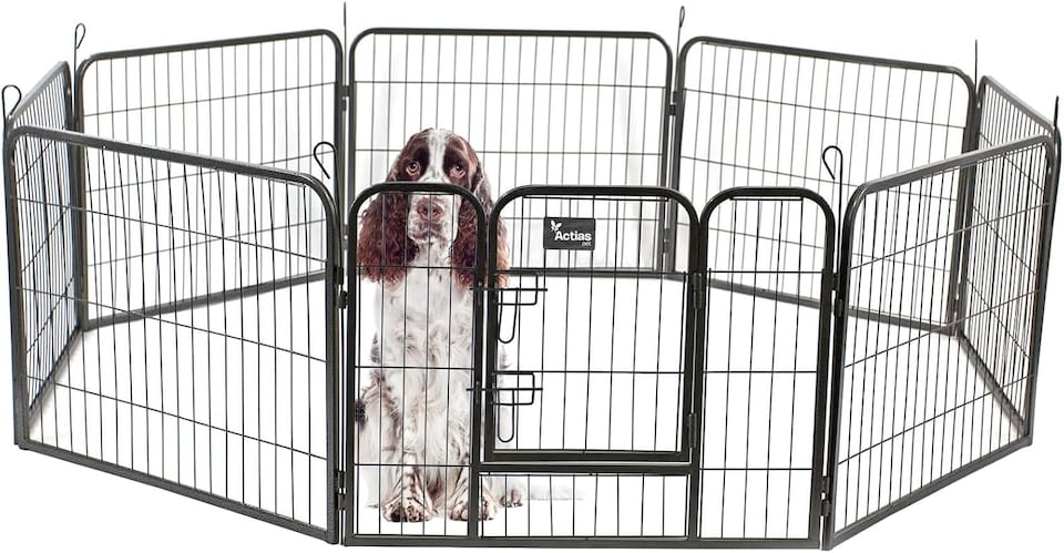 image 1 of Actiaspet Heavy Duty 8 Panel Pet & Small Animal Playpen Run Metal Folding Cage (Silver, Small, 8)