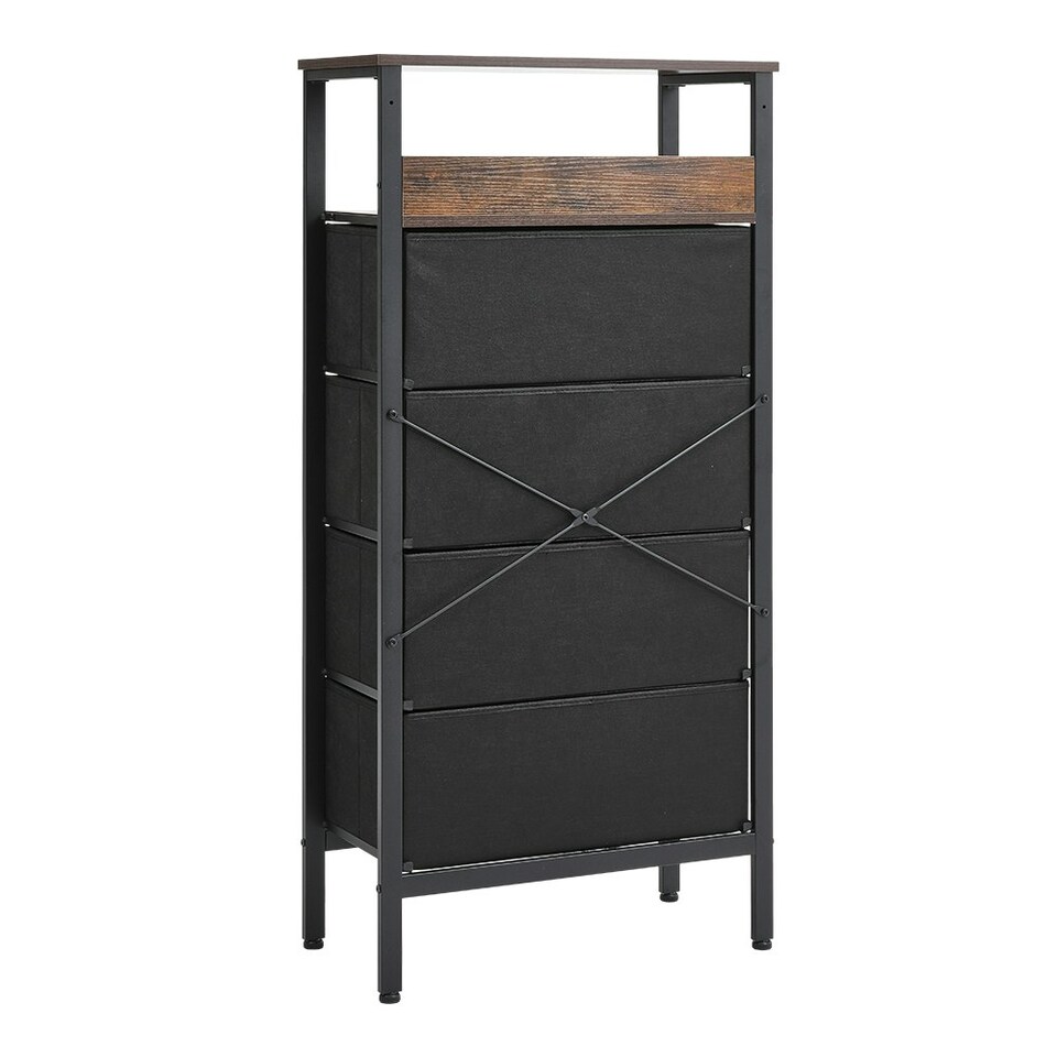 image 1 of Living and Home 4-Drawer Rustic Rattan Storage Cabinet with Shelf