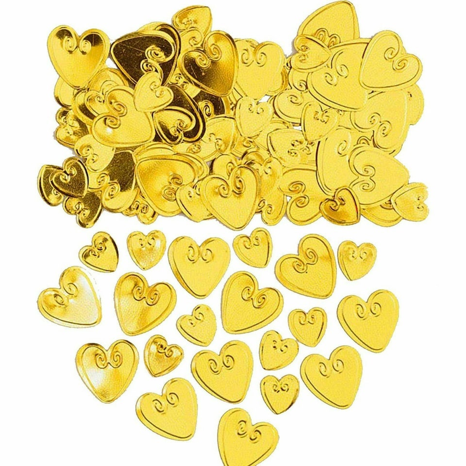 image 1 of Amscan Embossed Metallic Hearts Confetti - Gold - One Size