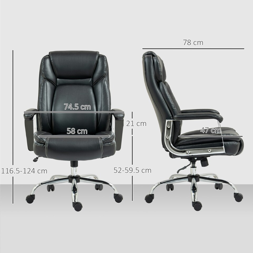 image 1 of HOMCOM Faux Leather Desk Chair with Adjustable Height, 227kg 500LBS, Black 