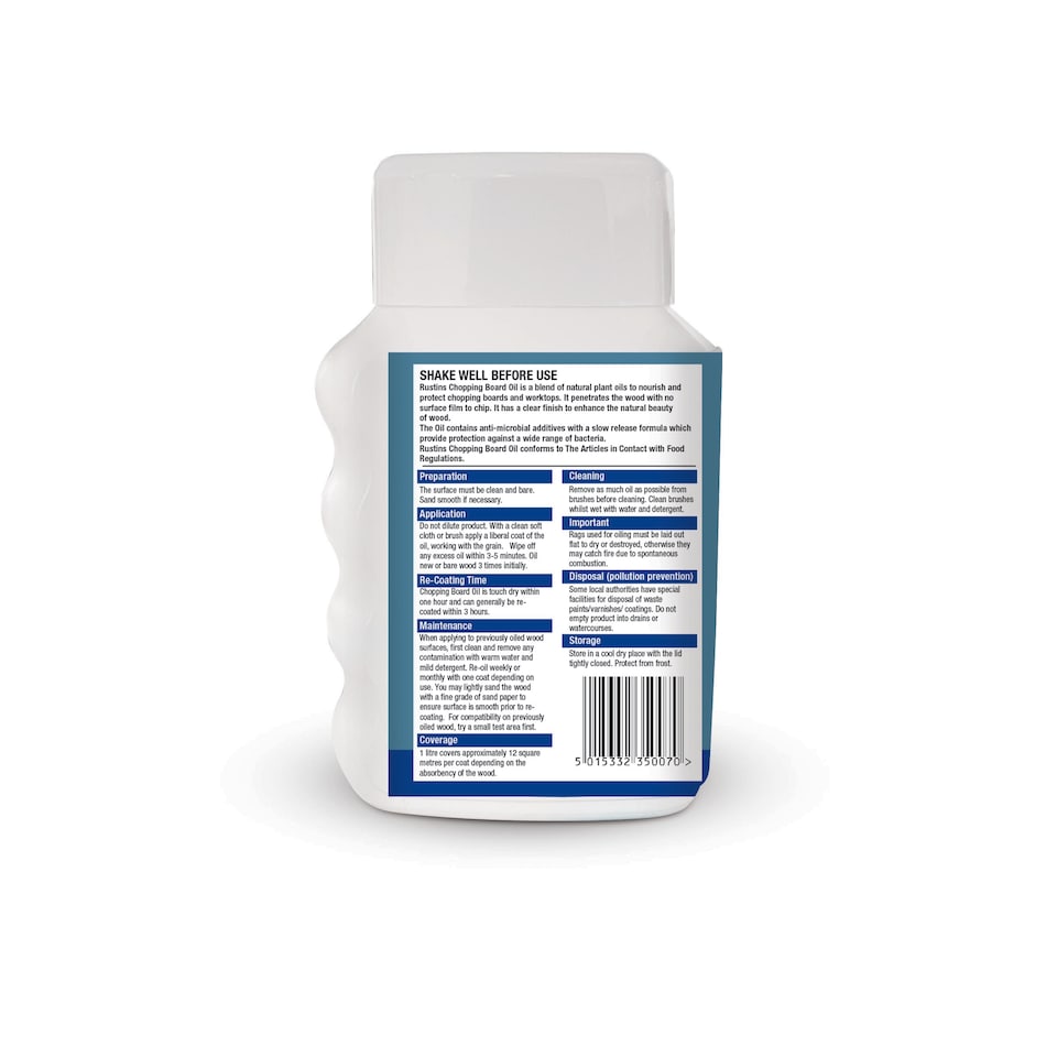 image 1 of Rustins Chopping Board Oil Clear Quick Dry Antibacterial Food Safe 250ml