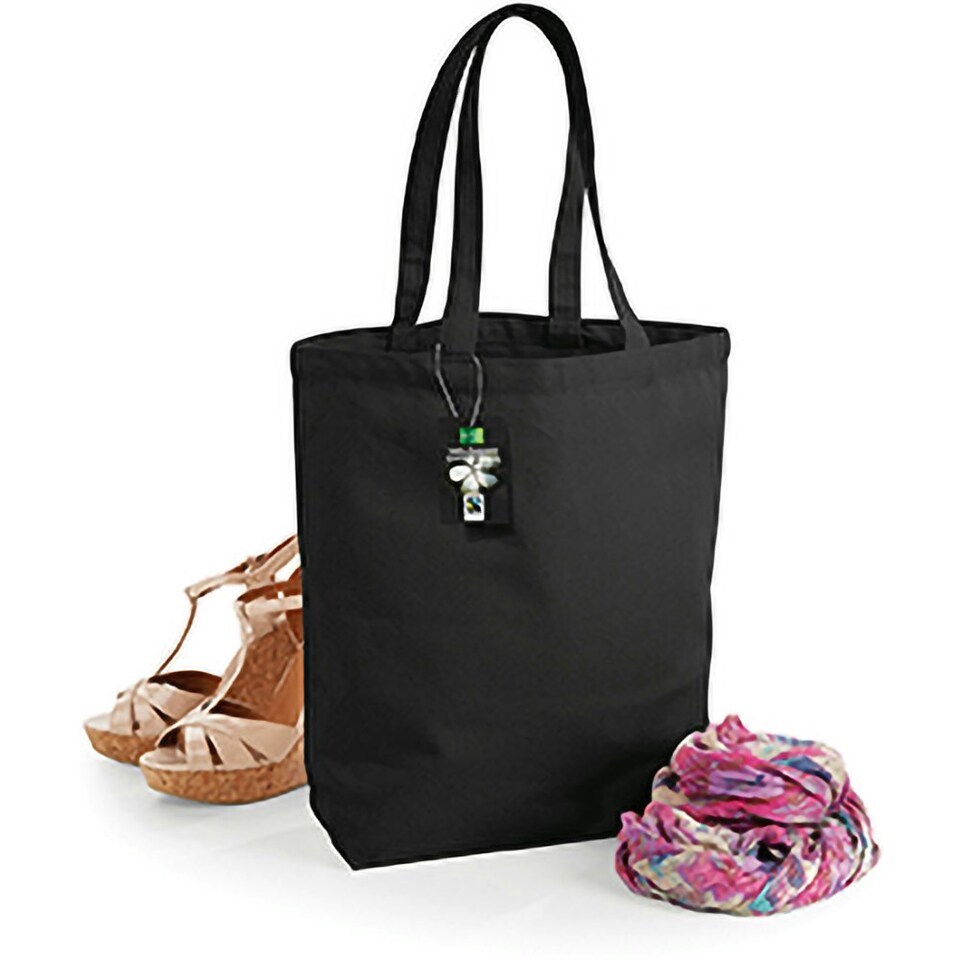image 1 of Westford Mill Plain Fair Trade Camden Shopper / Shopping Bag (13 Litres) - Black - One Size Black