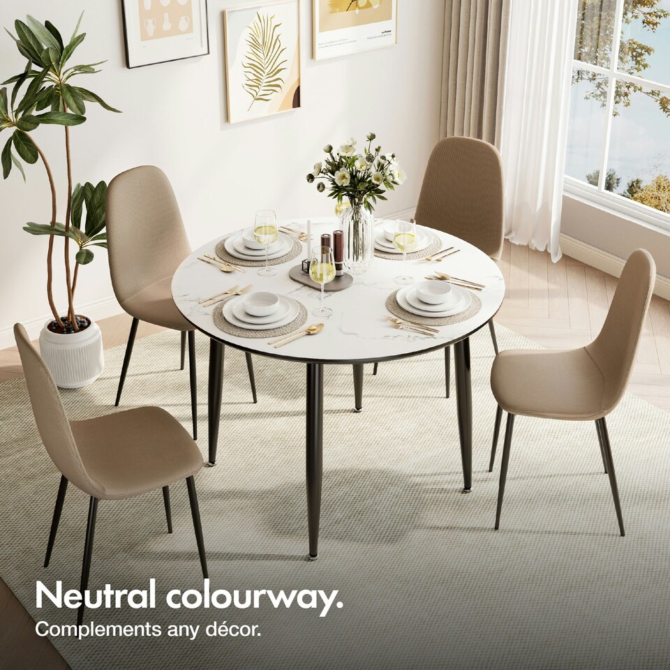 image 1 of VonHaus Cavell Cord Textured Set of 2 Dining Chairs