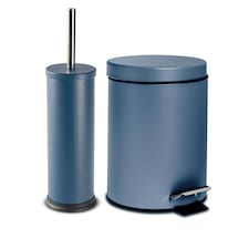 Harbour Housewares Round Bathroom Pedal Bin - 3 Litre - Matt Blue