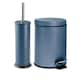 image 1 of Harbour Housewares Bathroom Bin & Toilet Brush Set - 3L - Matt Blue - Round Stainless Steel Slim Trashcan Rubbish Bin & Brush