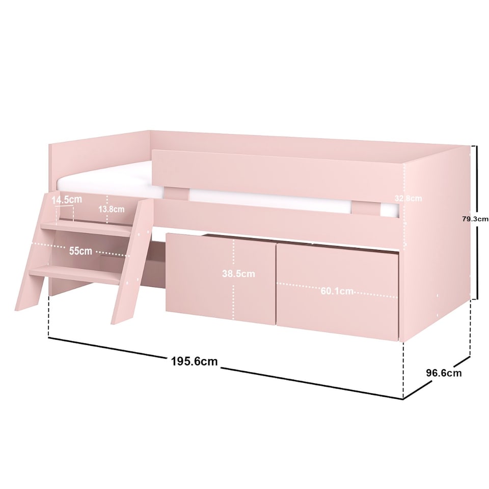 image 1 of Flair Logan Single Storage Low Sleeper Pink Bed