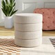 image 3 of Livingandhome Upholstered Ottoman in Teddy Bear Fabric – Footrest or Seat (No Storage) | White