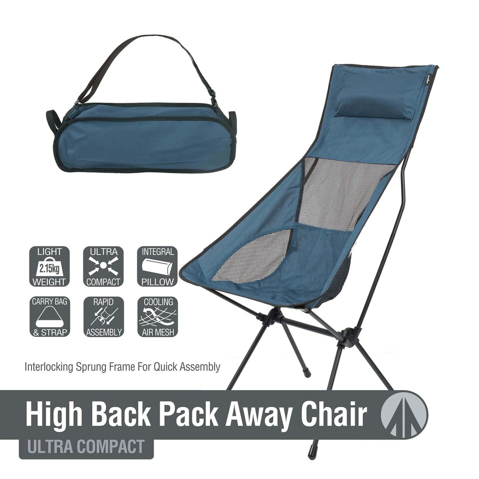 image 1 of PMS Summit High-Back Folding Camping Chairs 2-Pack, Indigo Blue