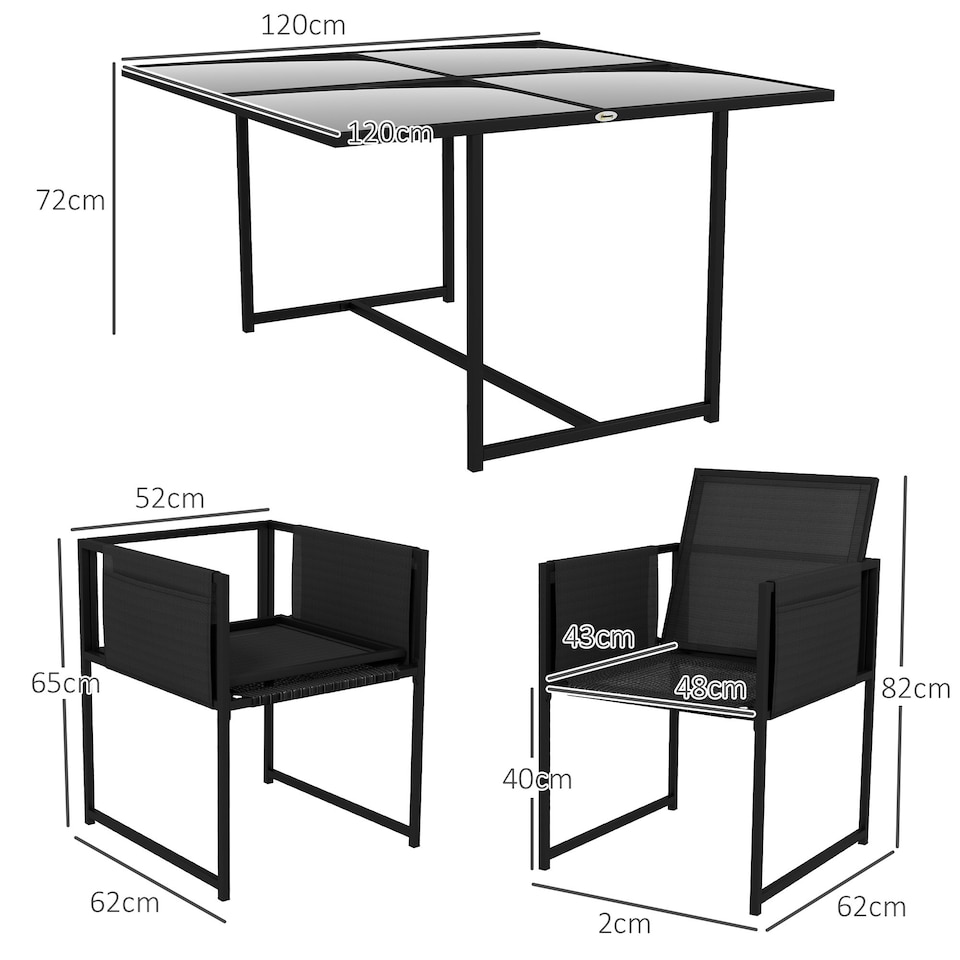 image 1 of Outsunny 4 Seater Outdoor Table and Chairs with Adjustable Backrest