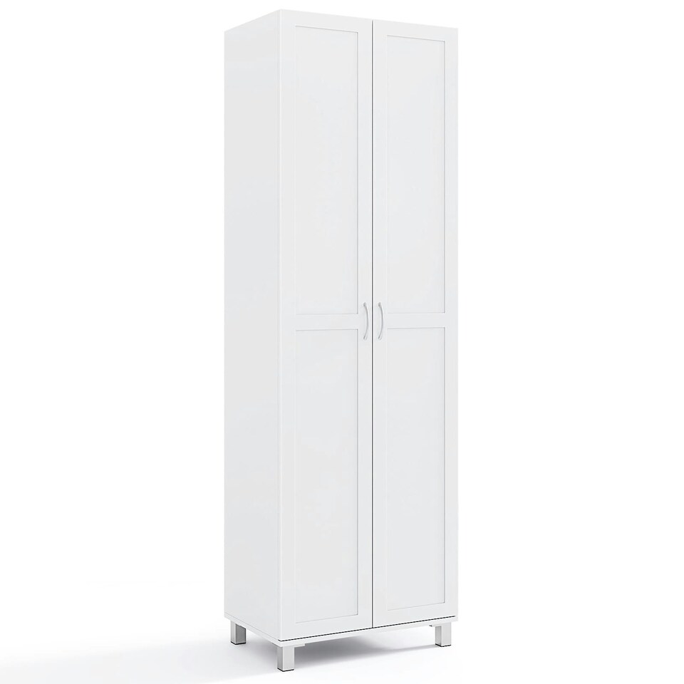 image 1 of COSTWAY Double Door Tall Storage Cabinet Freestanding White White