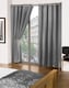 image 2 of Woven Thermal Blackout Eyelet Curtains Grey 168cm x 183cm | Grey | Grey