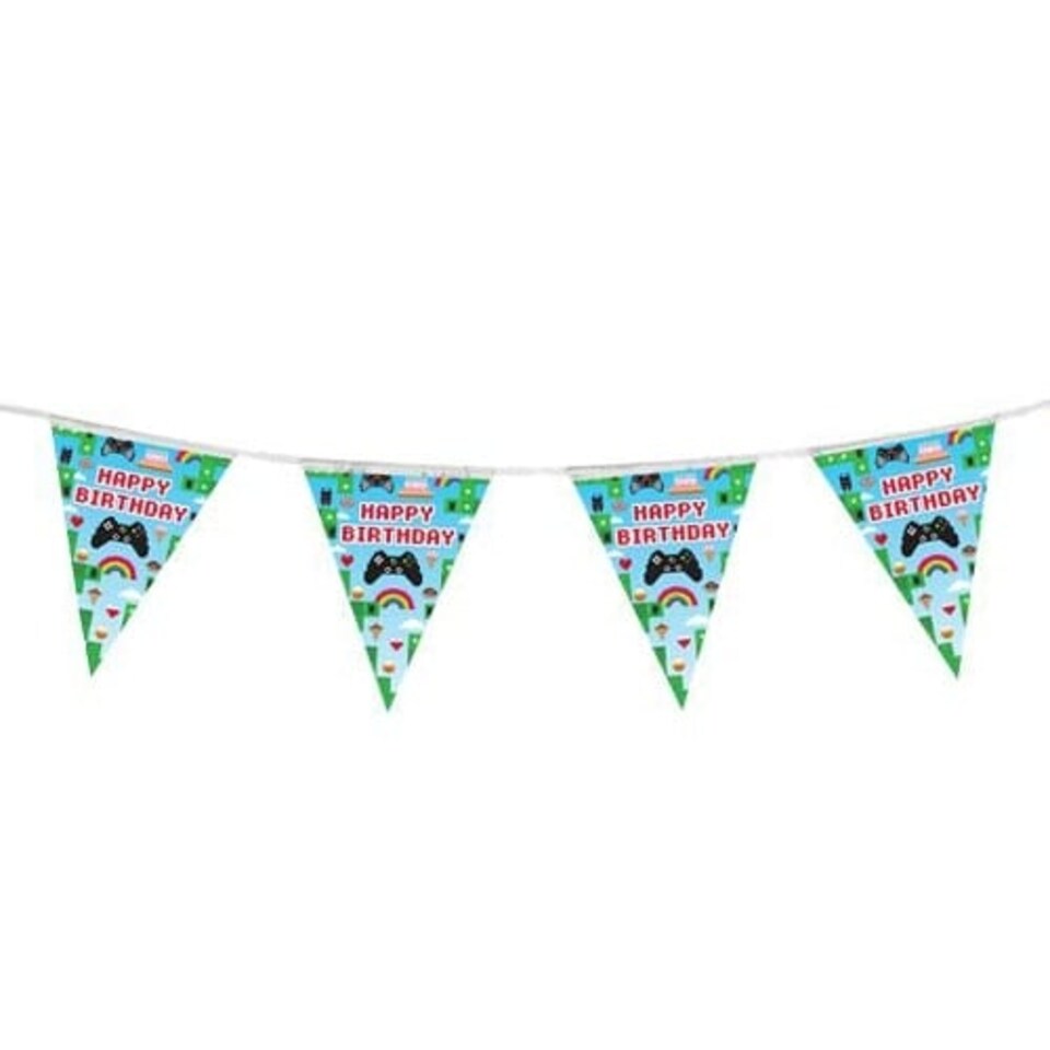 Happy Birthday Blox Game Holographic Foil Pennant Bunting 390cm