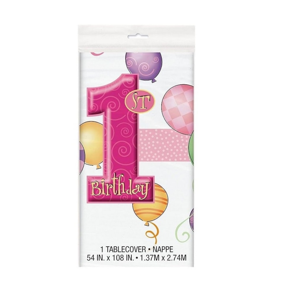 Unique Plastic 1st Birthday Party Table Cover - Multicoloured - One Size