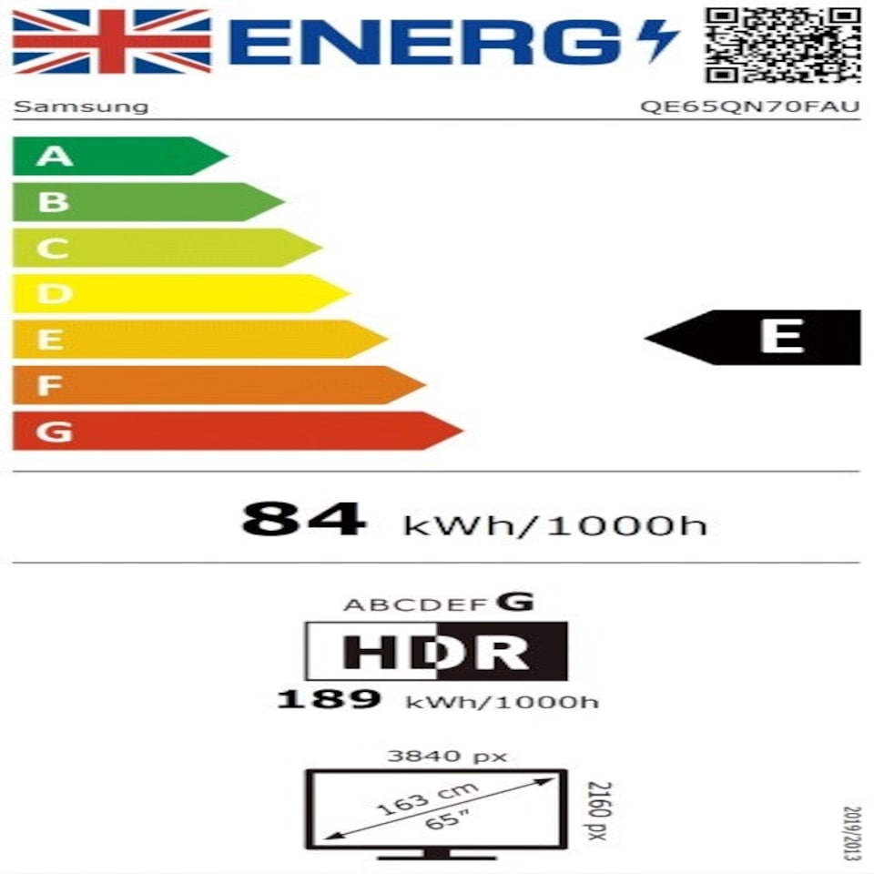 image 1 of Samsung QEQN70F 65 inch 4K Ultra HD Neo QLED HDR Smart TV - QE65QN70F