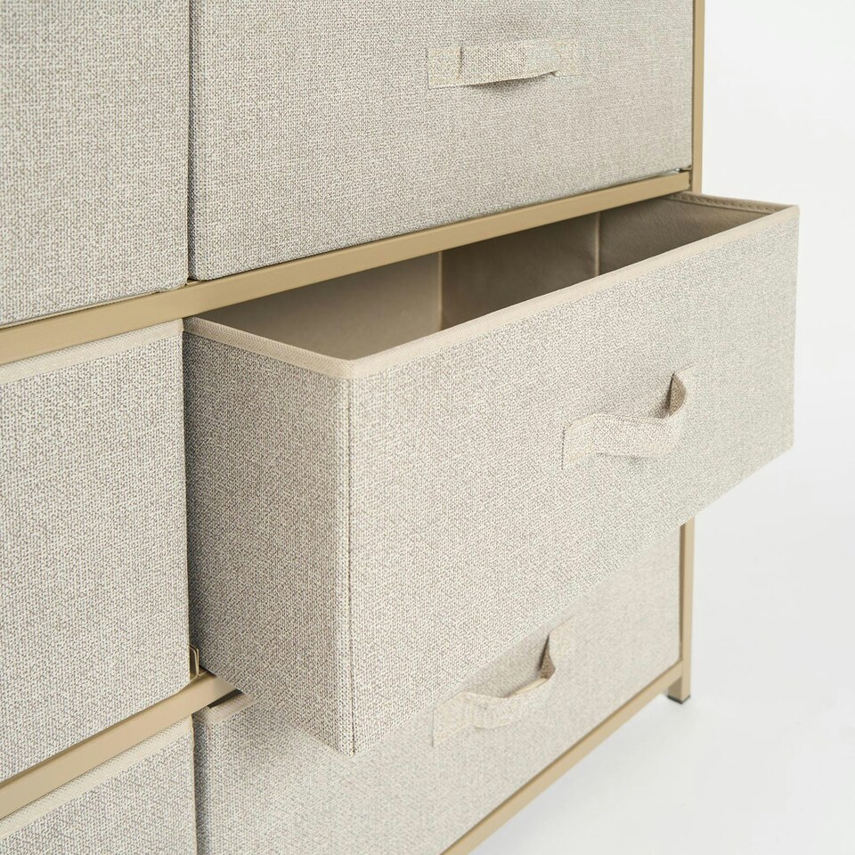 image 1 of OHS Brooklyn 6 Drawer Home Storage Fabric Display Cabinet With Hanging Rail Brown | Beige