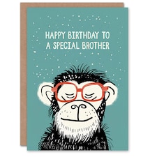 Special Brother Cheeky Chimp Nerd Chimpanzee Monkey Birthday Card