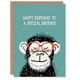 image 1 of Special Brother Cheeky Chimp Nerd Chimpanzee Monkey Birthday Card