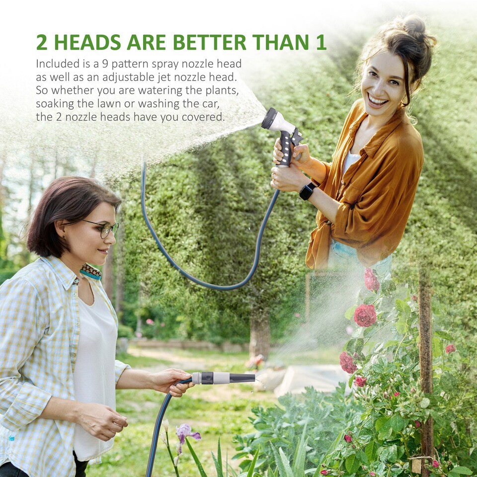 image 1 of NETTA Retractable Hose Reel with Auto Rewind, 180° Swivel and 9-Function Spray Gun