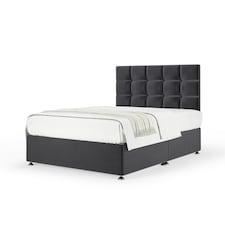 Signature Platinum 2000 Pocket Sprung Graphite Plush Velvet Divan Set And Pearl Headboard King Size