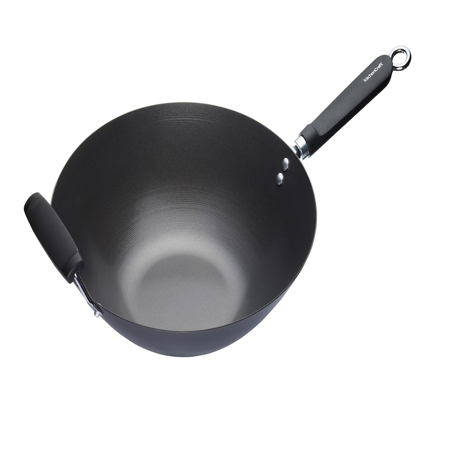 image 1 of KitchenCraft Wok Black Carbon Steel 36cm