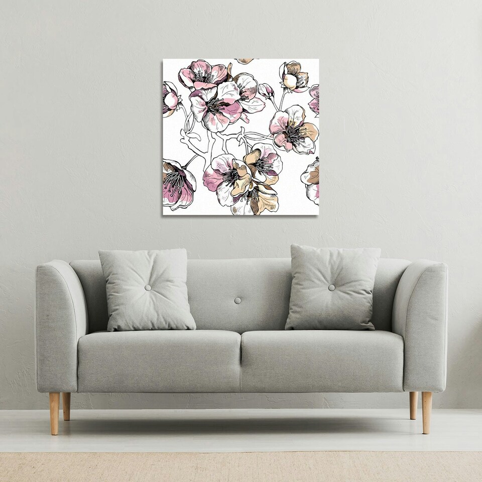 image 1 of Flower Illustration (Canvas Print) 46 x 46 x 4cm