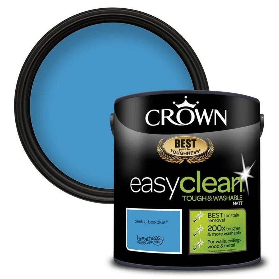 image 1 of Crown Easyclean Matt Emulsion 2.5L Peekaboo Blue