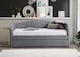 image 3 of Grey Day Bed,Sofabed,Guest Trundle Fabric Upholstered Velour, Bed Frame | Grey | Single