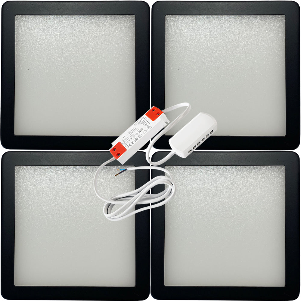 4-Pack Matt Black Ultra-Slim LED Under Cabinet Lighting Kit with Driver - Warm White Diffused Light