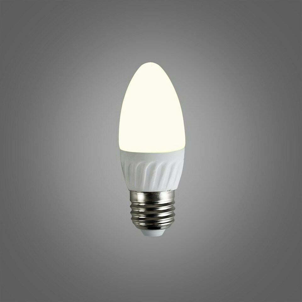 image 1 of ValueLights 10 Pack E27 White Plastic Candle LED 4W Warm White 3000K 400lm Light Bulb