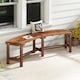 image 3 of COSTWAY Patio Curved Bench Solid Wood Fire Pit Bench for 2-3 People