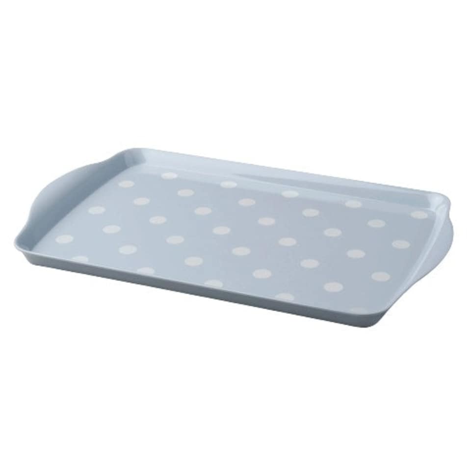 image 1 of Melamine Dotty Tray, Medium | Blue | Duck Egg Blue
