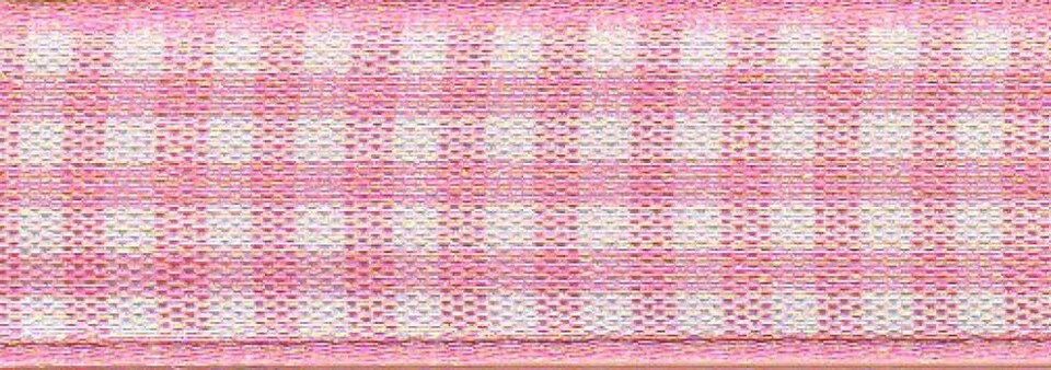 Berisfords 57 Rose 15mm Gingham Ribbon (Value Roll) for Dressmaking - per 20 metre roll