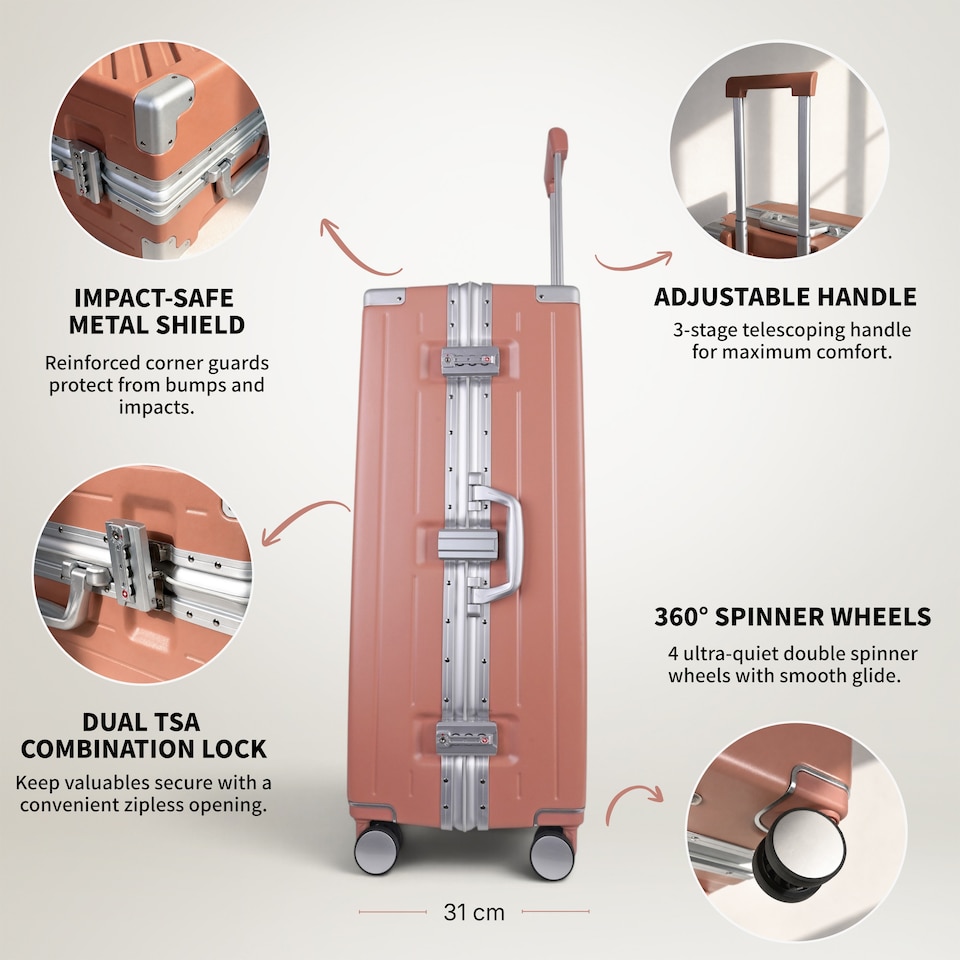 image 1 of Zipperless Polycarbonate Suitcase, Hard Shell, TSA Lock, 4 Wheels