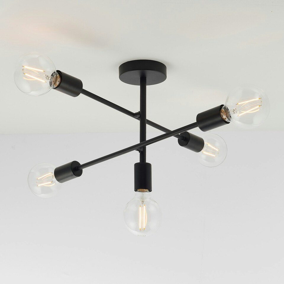 image 1 of Studio 5 Light Semi Flush Light Matt Black, E27