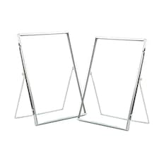 Nicola Spring Standing Metal Photo Frames - 6" x 8" - Silver - Pack of 2 | Silver | Silver | One Size
