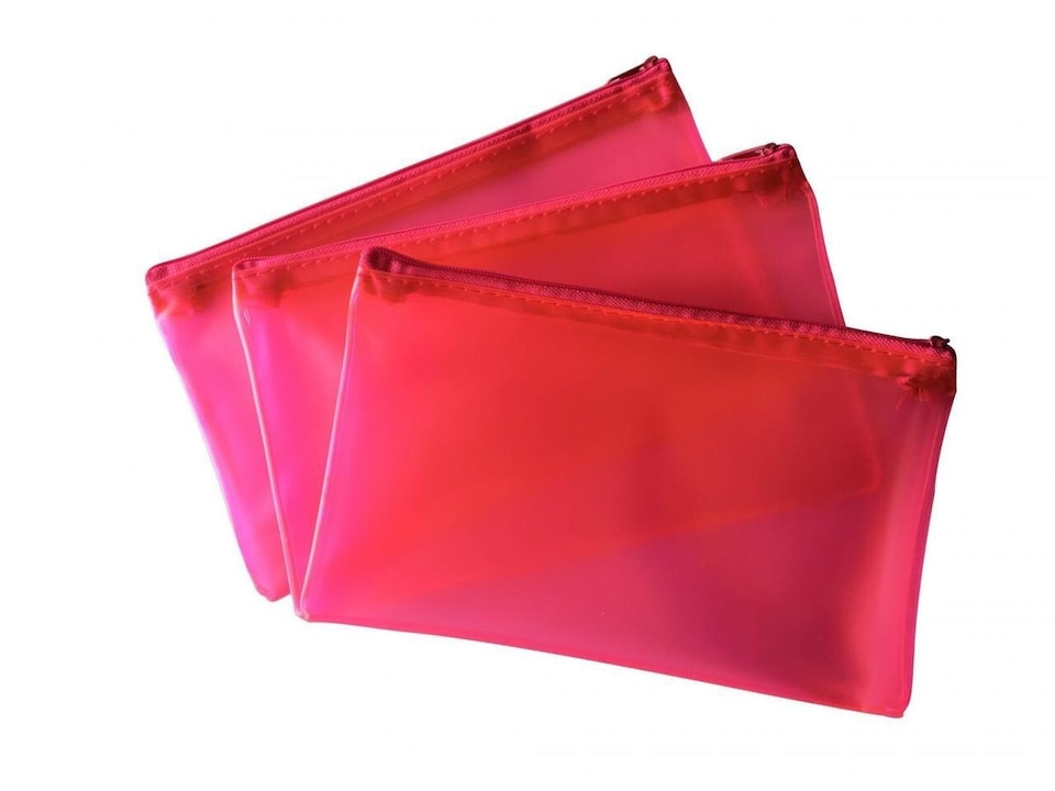 image 1 of 8x5" Frosted Pink Pencil Case - See Through Exam Clear Translucent