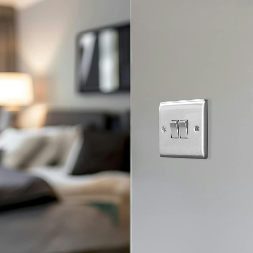 image 1 of BG Nexus Metal 20A Double Wall Light Switch, 2 Way, Brushed Steel