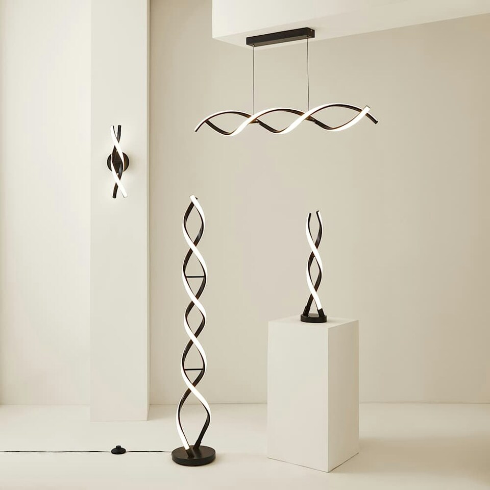 image 1 of ValueLights Infinity Black Double Twist Integrated LED Floor Lamp Black