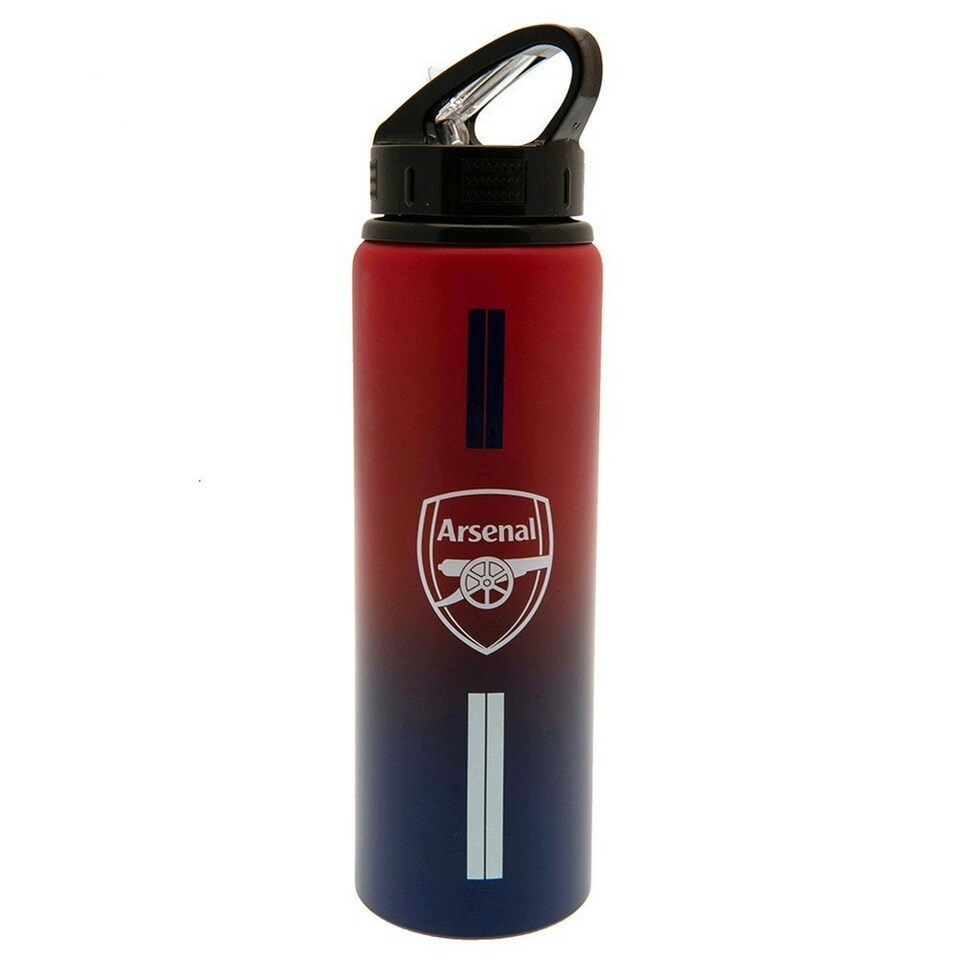 image 1 of Arsenal FC Stripe Aluminium Water Bottle - Red/Black/White - One Size