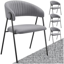 Dining Chair Bedano - woven fabric, padded, 150 kg load capacity - Set of 4 Grey