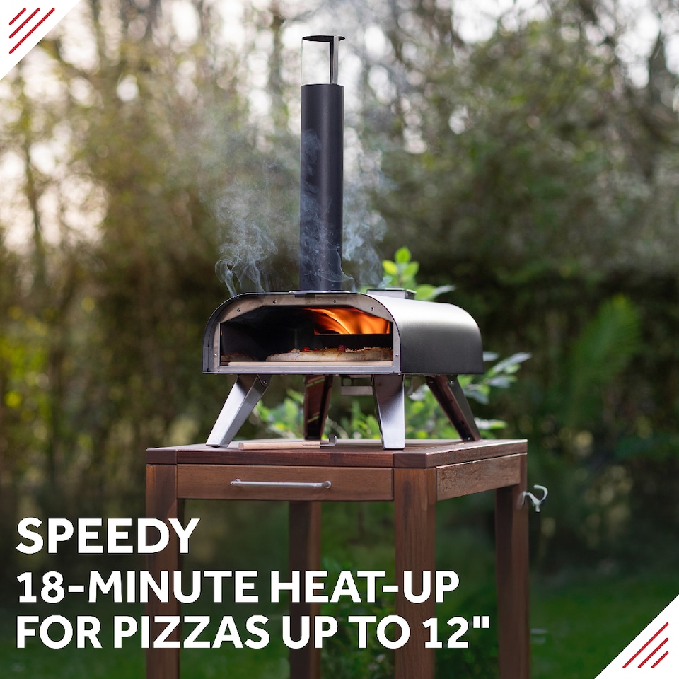 image 1 of George Foreman 12''  Dual Fuel Powered Pizza Oven With Carry Bag & Paddle Black GFDFPO2BPC