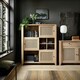 image 4 of Cestino 3 Sliding Door Cabinet in Jackson Hickory Oak and Rattan Effect