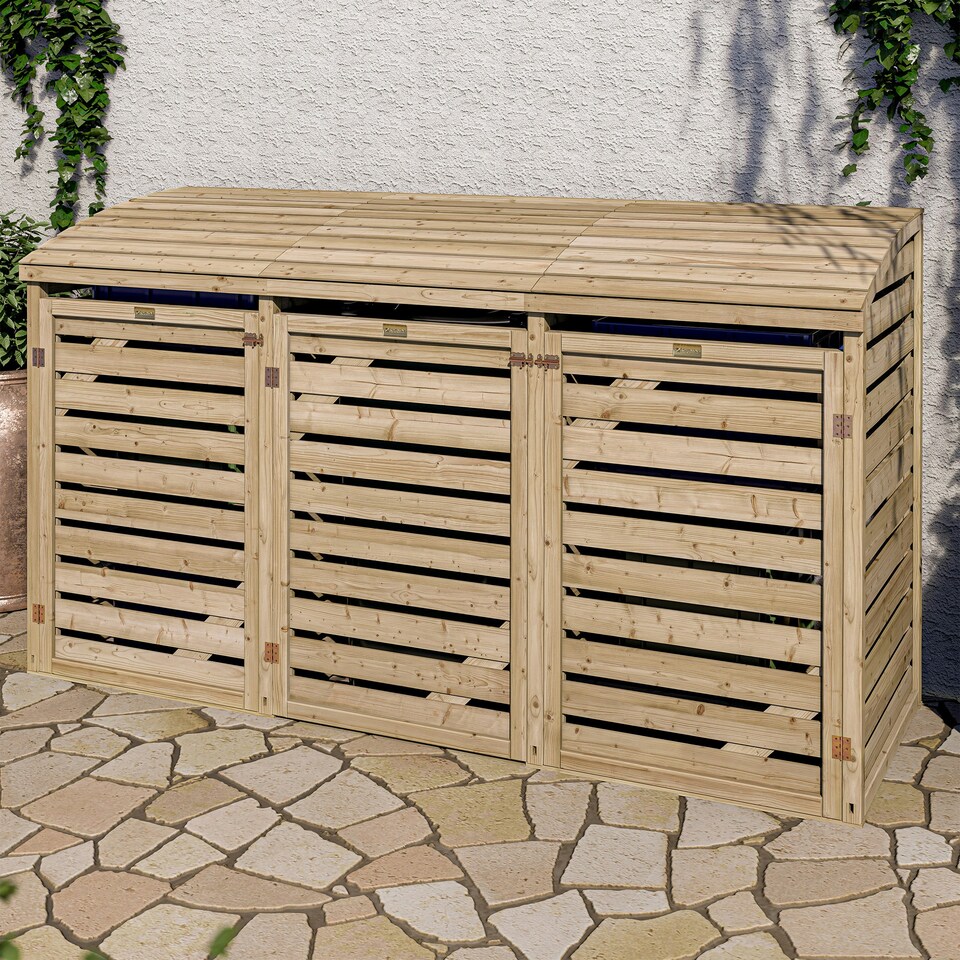 image 1 of Rowlinson Timber Single Bin Store With Double Box Store Brown