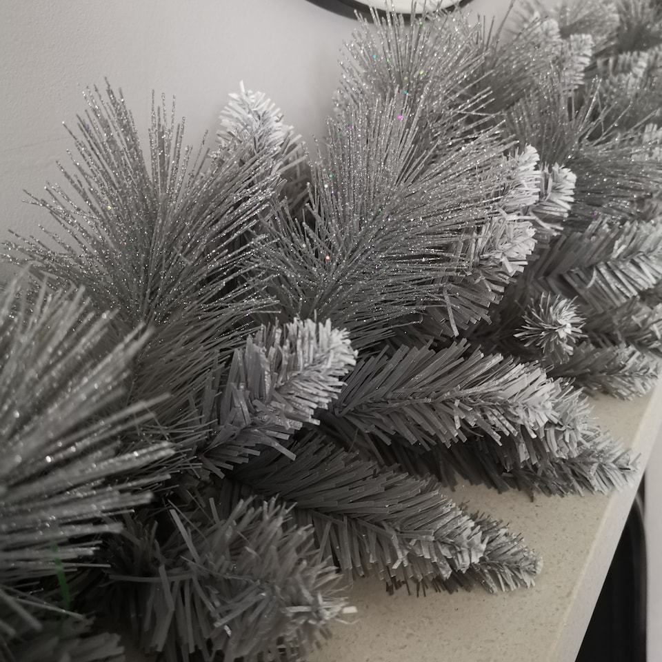 image 1 of Premier 6ft (1.8m) Christmas Silver Garland With Some Glitter Tips