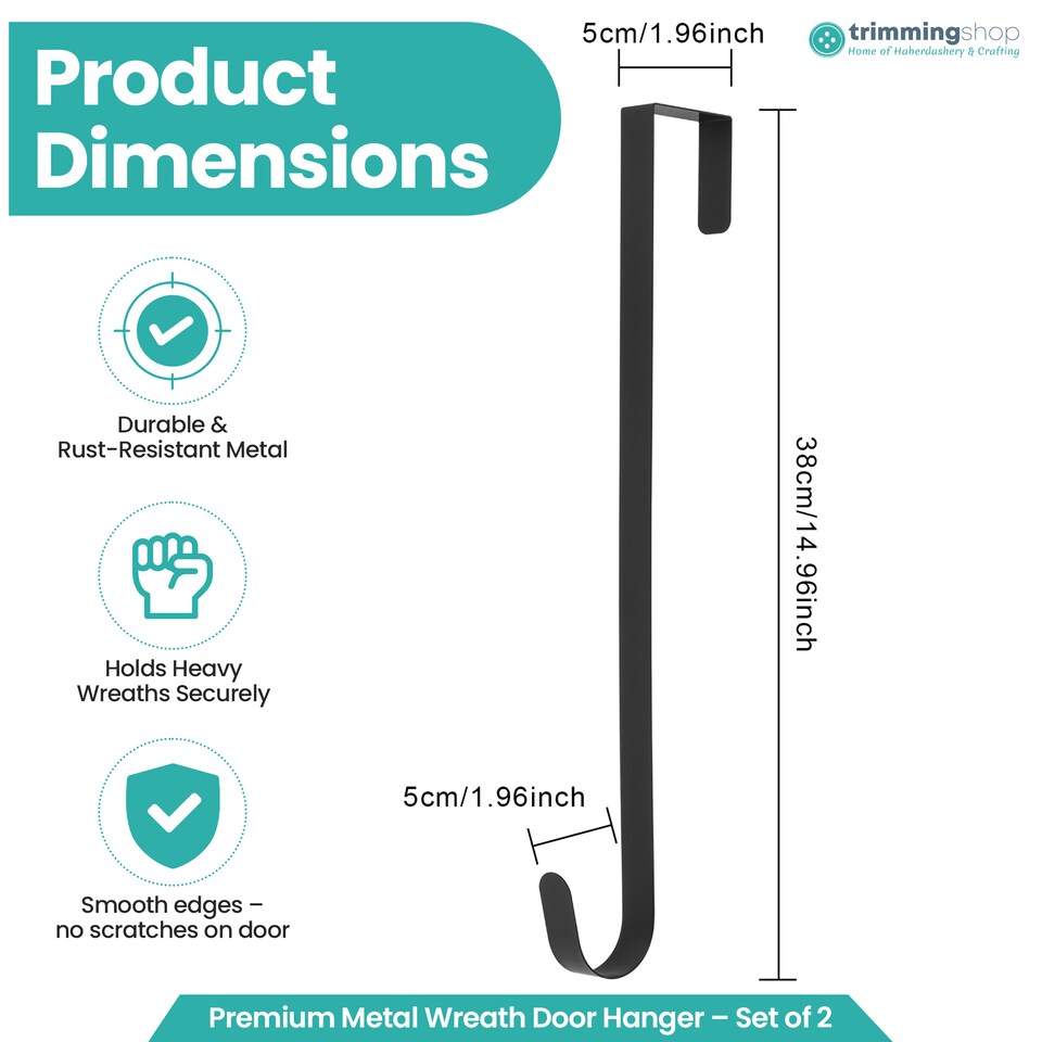 image 1 of Trimming Shop 15 Inch Strong Metal Wreath Door Hangers - Pack of 2
