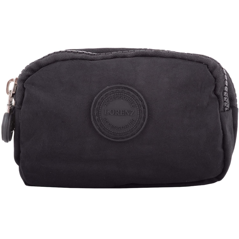 image 1 of Lorenz Womens Medium Triple Zip Coin / Money / Purse / Holder / Pouch Wrist Strap | Black | Black