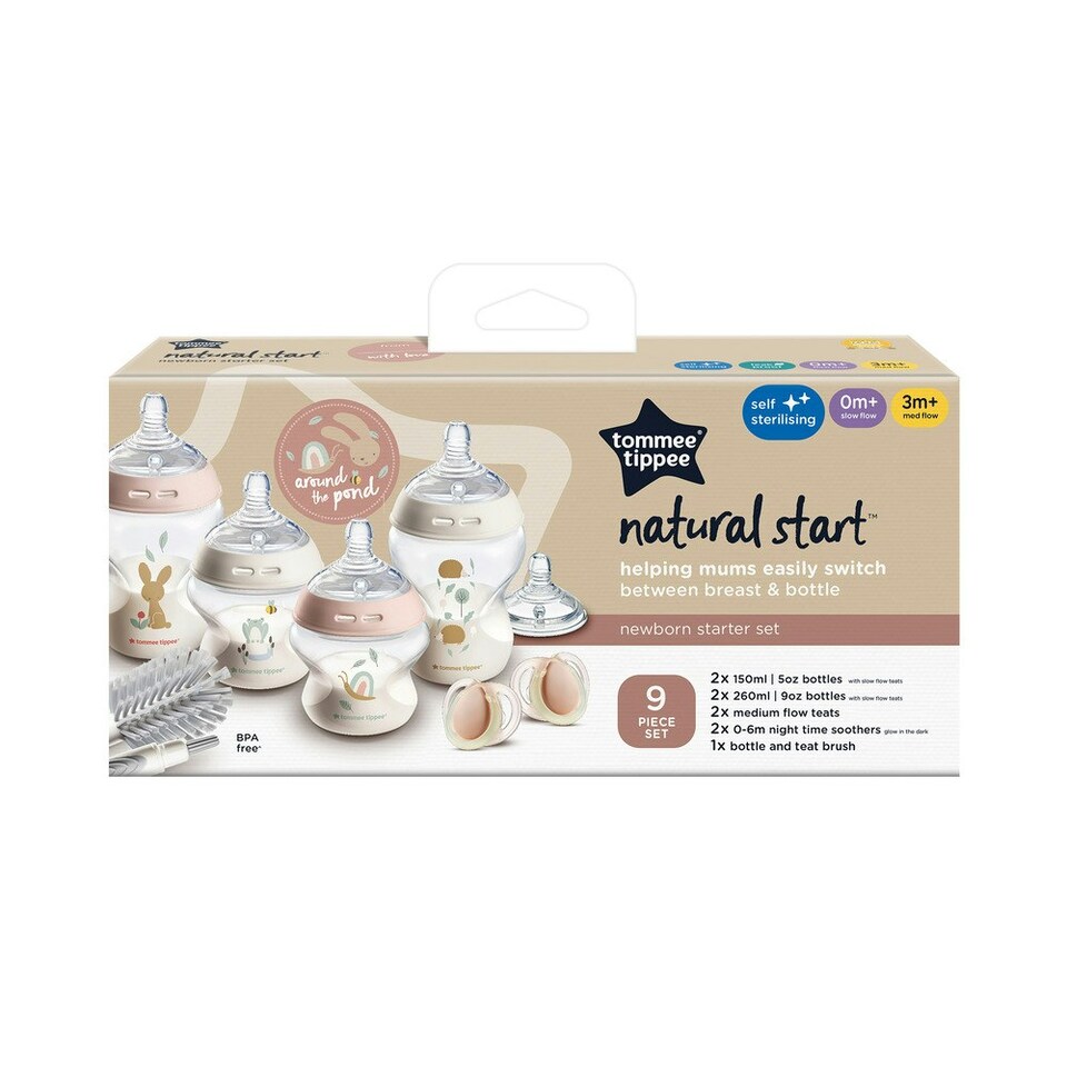 image 1 of Tommee Tippee Natural Start Newborn Starter Set, Self-Sterilising, Pink