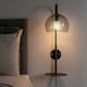 image 1 of ValueLights Glenn Smoked Glass Globe Shade Wall Light with Matte Black Shelf with LED Bulb | Black